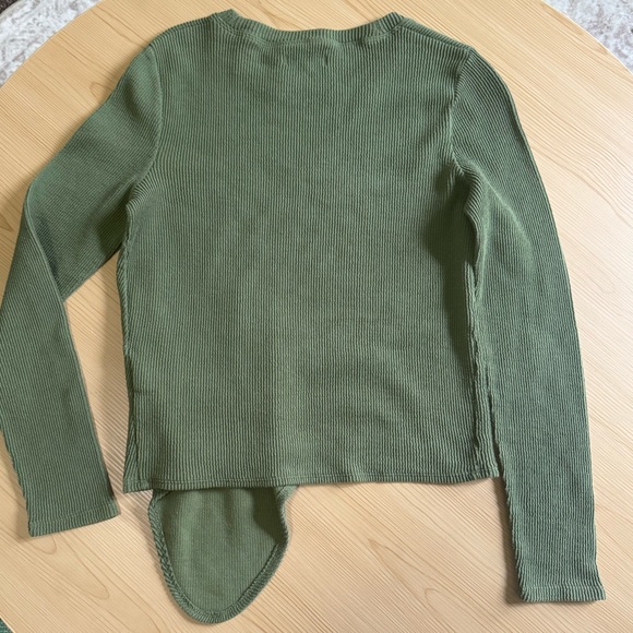 Madewell Green Ribbed Asymmetrical Top - S - Picture 7 of 7